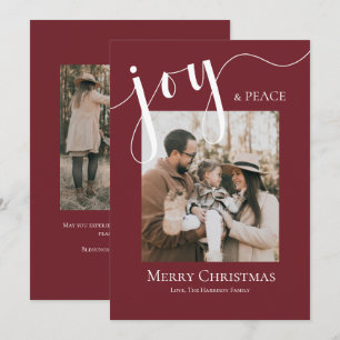 Cartes Pour Fêtes Annuelles Joyeux Noël Joie Paix Photo Blanc Élégant