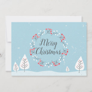 Cartes Pour Fêtes Annuelles Joyeux Noël   Jolie neige et Berry Wreath Xmas