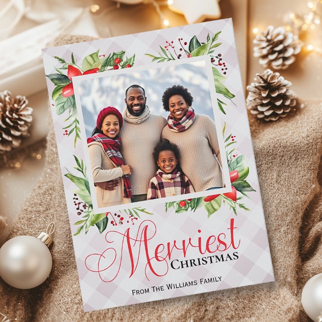 Cartes Pour Fêtes Annuelles Joyeux Noël Joué Script photo de famille (Créateur téléchargé)