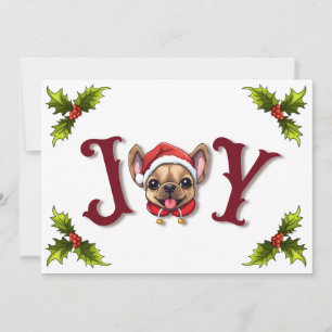 Cartes Pour Fêtes Annuelles Joyeux Noël Joy Cute French Bulldog holly