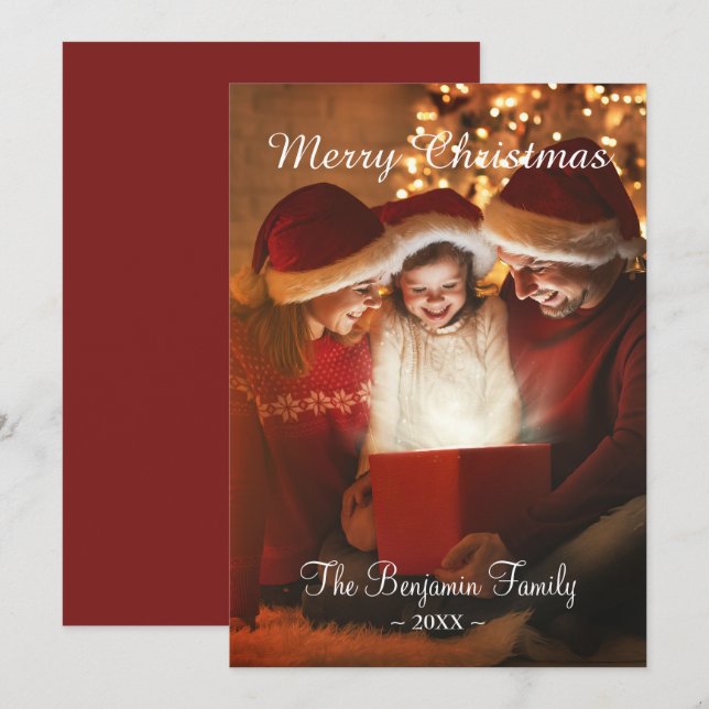 Cartes Pour Fêtes Annuelles Joyeux Noël Joyeux Joyeux Vacances Famille Photo (Devant / Derrière)