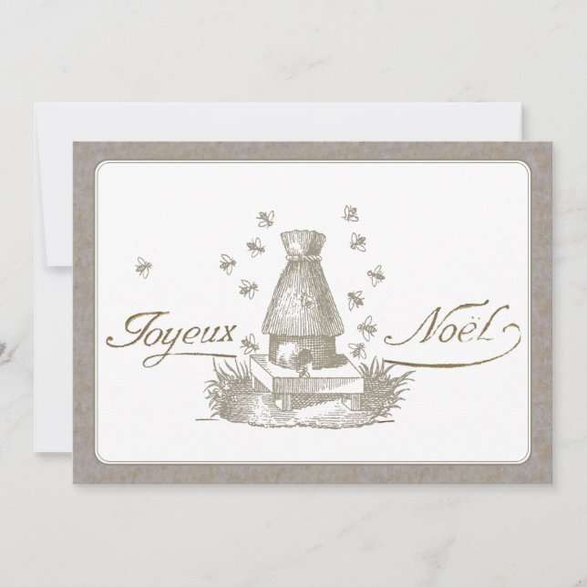 Cartes Pour Fêtes Annuelles Joyeux Noel Joyeux Noël Hive française abeilles (Devant)