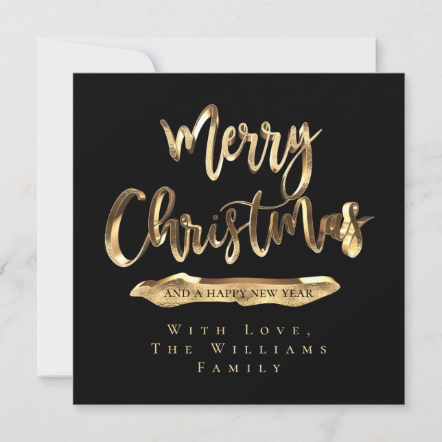 Cartes Pour Fêtes Annuelles Joyeux Noël Joyeux Nouvel An Elégant Black Gold (Devant)