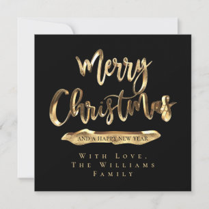 Cartes Pour Fêtes Annuelles Joyeux Noël Joyeux Nouvel An Elégant Black Gold