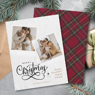 Cartes Pour Fêtes Annuelles Joyeux Noël Joyeux Photo Rouge Plaid