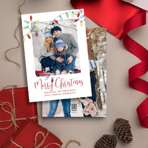 Cartes Pour Fêtes Annuelles Joyeux Noël Joyeux String Lights 2 Photo