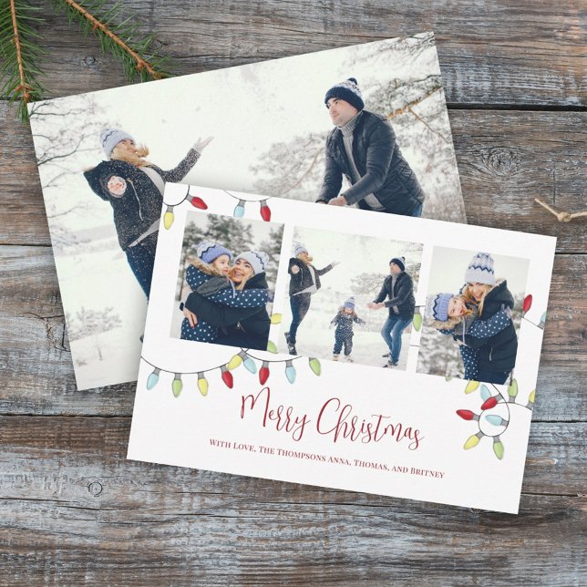 Cartes Pour Fêtes Annuelles Joyeux Noël Joyeux String Lights 4 Photo (Créateur téléchargé)