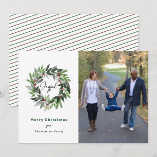 Cartes Pour Fêtes Annuelles Joyeux Noël Joyful Wreath Mini photo