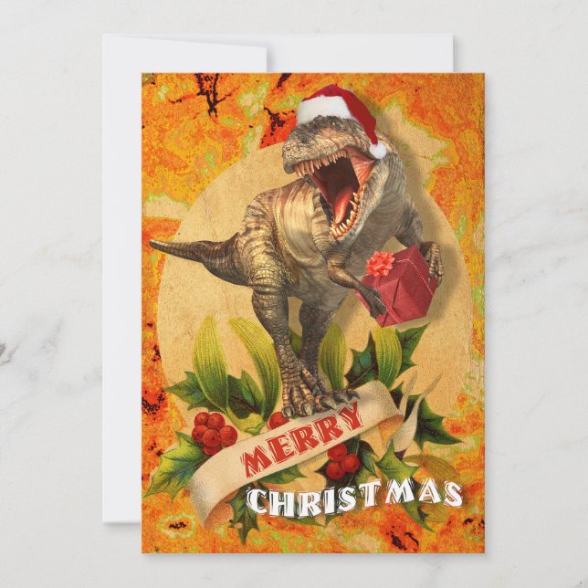 Cartes Pour Fêtes Annuelles Joyeux Noël Jurassique (I) (Devant)