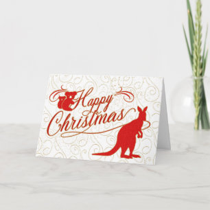 Cartes Pour Fêtes Annuelles Joyeux Noël Kangaroo et Koala Oears Outback