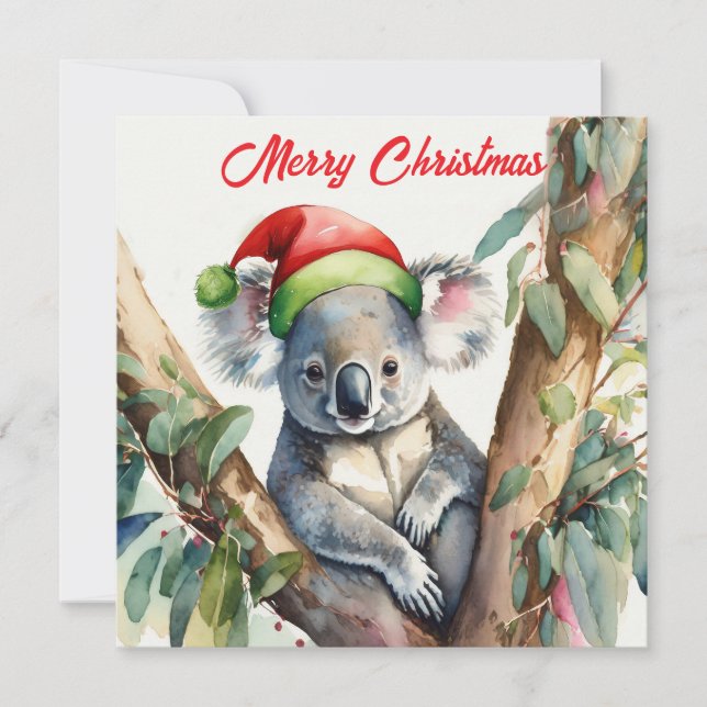 Cartes Pour Fêtes Annuelles Joyeux Noël Koala assis à Gumtree (Devant)