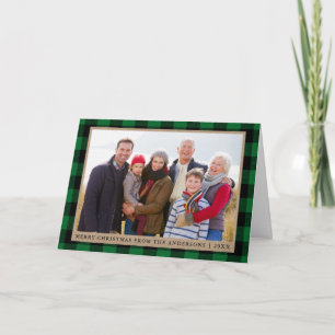 Cartes Pour Fêtes Annuelles Joyeux Noël Kraft Green Tartan Photo Plier
