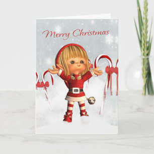 Cartes Pour Fêtes Annuelles Joyeux Noël - la petite aide de Père Noël - Elf