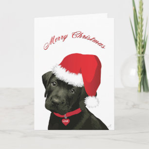 Cartes Pour Fêtes Annuelles Joyeux Noël Labrador Chiot avec Santa Hat