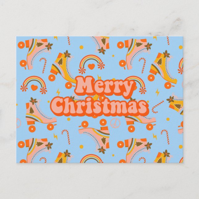 Cartes Pour Fêtes Annuelles Joyeux Noël les années 70 super disco motif (Devant)