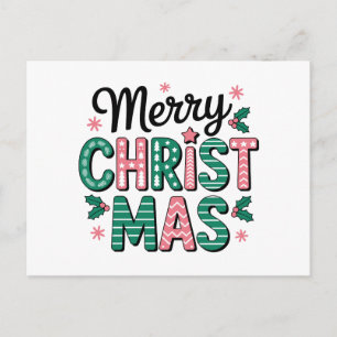 Cartes Pour Fêtes Annuelles Joyeux Noël lettrage à motifs houx Noël