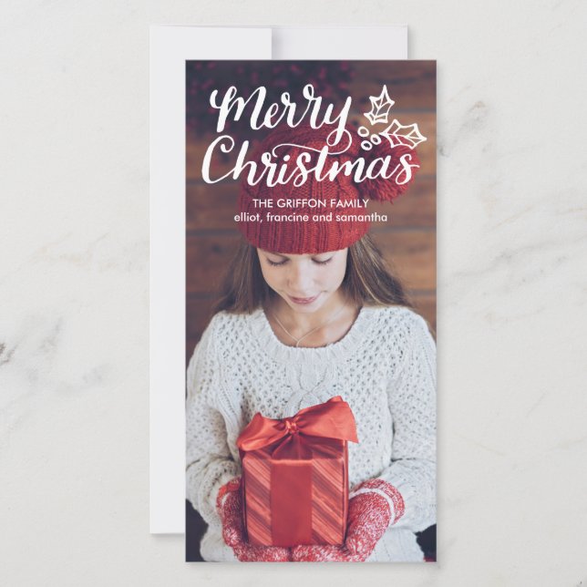 Cartes Pour Fêtes Annuelles Joyeux Noël Lettré à la main pleine photo (Devant)
