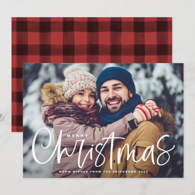 Cartes Pour Fêtes Annuelles Joyeux Noël Lettres superposition photo (Devant / Derrière)