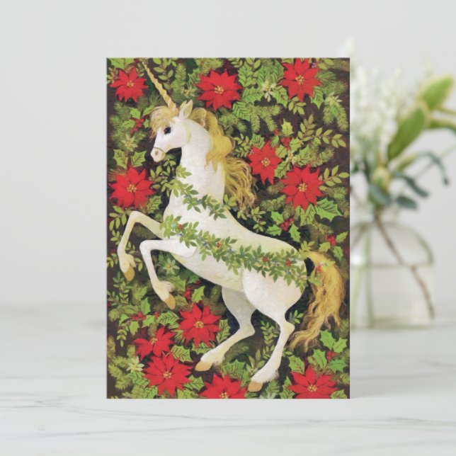 Cartes Pour Fêtes Annuelles Joyeux Noël licorne (Debout devant)