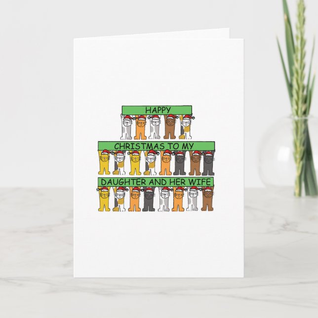 Cartes Pour Fêtes Annuelles Joyeux Noël Ma fille et sa femme. (Devant)