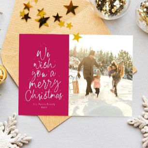 Cartes Pour Fêtes Annuelles Joyeux Noël magenta rose amusant photo de famille