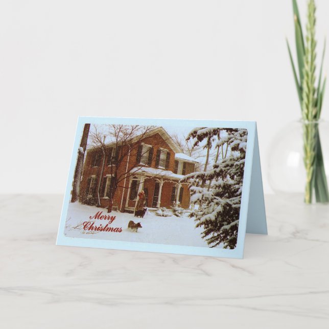 Cartes Pour Fêtes Annuelles Joyeux Noël Maison victorienne en neige (Devant)