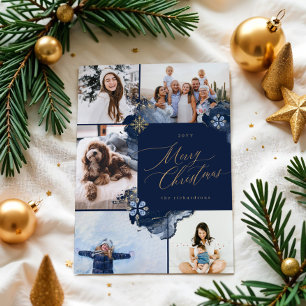 Cartes Pour Fêtes Annuelles Joyeux Noël Marine Bijoux en or Collage photo
