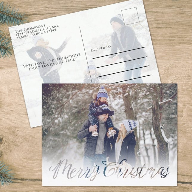 Cartes Pour Fêtes Annuelles Joyeux Noël Marine Blue Snowflake Hiver 2 Photo (Créateur téléchargé)