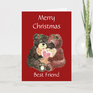 Cartes Pour Fêtes Annuelles Joyeux Noël Meilleur Ami, Teddy Bear Hugs
