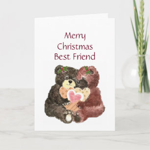 Cartes Pour Fêtes Annuelles Joyeux Noël meilleur ami, Teddy Bear Hugs