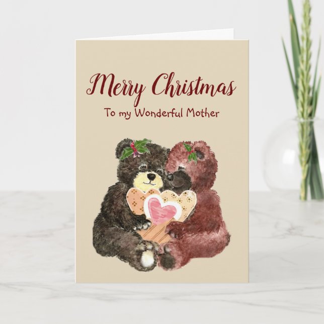 Cartes Pour Fêtes Annuelles Joyeux Noël Mère Meilleur Cadeau Mignonne Ours (Devant)