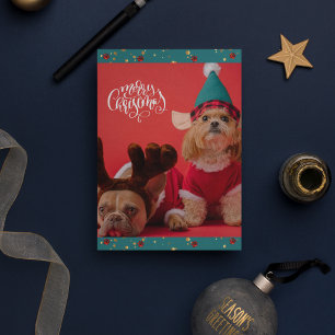 Cartes Pour Fêtes Annuelles Joyeux Noël mignon chien Noël