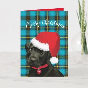 Cartes Pour Fêtes Annuelles Joyeux Noël mignon Chiot Santa Hat Festif