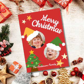 Cartes Pour Fêtes Annuelles Joyeux Noël Mignon & Drôle Deux Père Noël