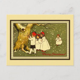 Cartes Pour Fêtes Annuelles Joyeux Noël mignon enfants dans la neige