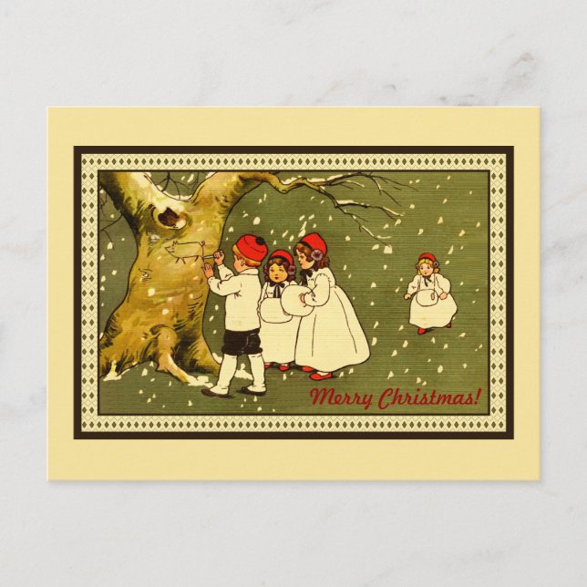 Cartes Pour Fêtes Annuelles Joyeux Noël mignon enfants dans la neige (Devant)