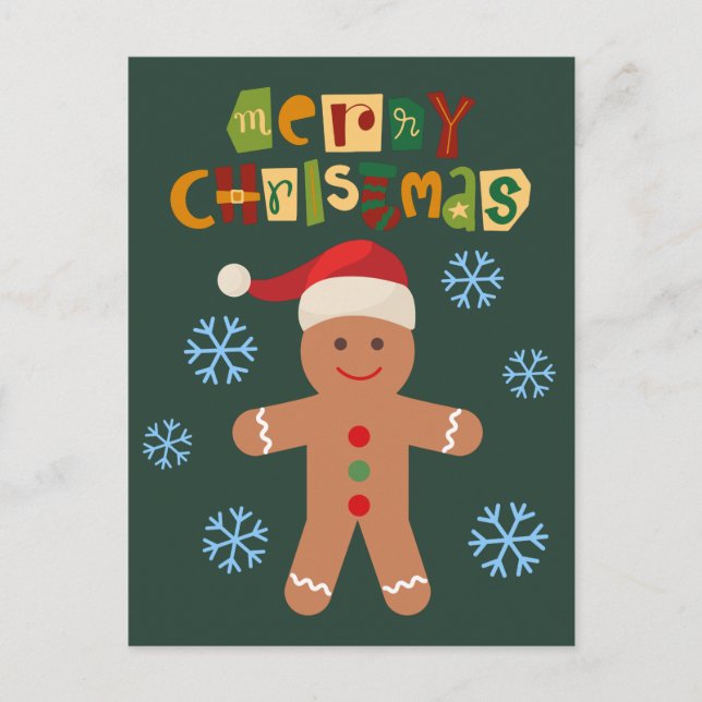 Cartes Pour Fêtes Annuelles Joyeux Noël mignon Homme en pain d'épice (Devant)