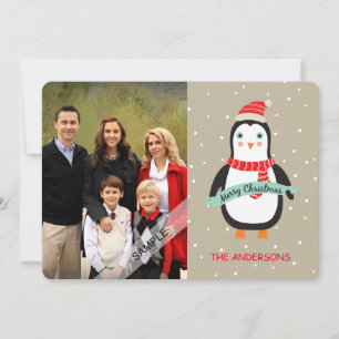 Cartes Pour Fêtes Annuelles Joyeux Noël mignon Penquin Photo personnalisée