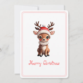 Cartes Pour Fêtes Annuelles Joyeux Noël, mignonne cerf caricature, couverture 