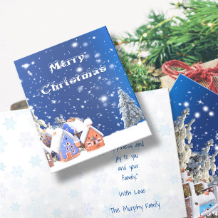 Cartes Pour Fêtes Annuelles Joyeux Noël Mignonne Village Accueil