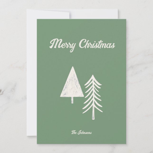 Cartes Pour Fêtes Annuelles Joyeux Noël Minimal Arbre de Noël Sage Vert (Devant)
