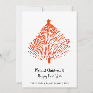 Cartes Pour Fêtes Annuelles Joyeux Noël Minimal Arbre Rouge Moderne