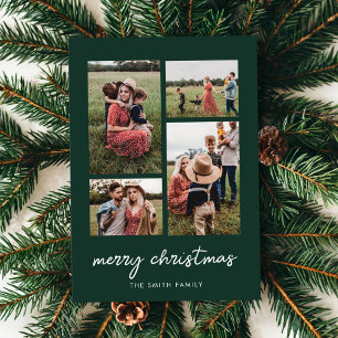 Cartes Pour Fêtes Annuelles Joyeux Noël minimal moderne Quatre photos Collage