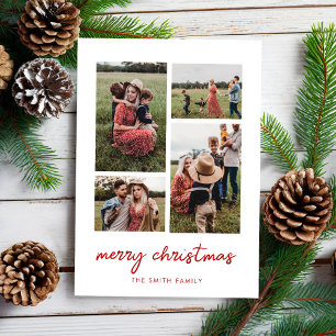 Cartes Pour Fêtes Annuelles Joyeux Noël minimal moderne Quatre photos Collage