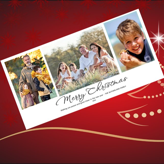 Cartes Pour Fêtes Annuelles Joyeux Noël minimaliste 3 photos (Créateur téléchargé)