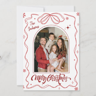 Cartes Pour Fêtes Annuelles Joyeux Noël moderne 1 famille arche photo rouge