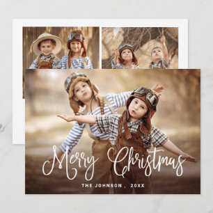 Cartes Pour Fêtes Annuelles Joyeux Noël moderne 3 PHOTO Salutation