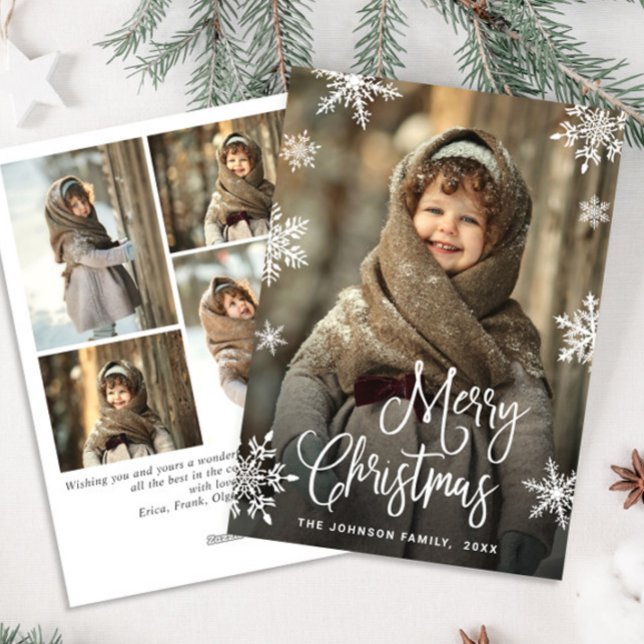 Cartes Pour Fêtes Annuelles Joyeux Noël moderne 5 PHOTO Salutation (Créateur téléchargé)