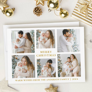 Cartes Pour Fêtes Annuelles Joyeux Noël moderne 6 Photo Gold