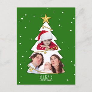 Cartes Pour Fêtes Annuelles Joyeux Noël moderne arbre photo Collage vert